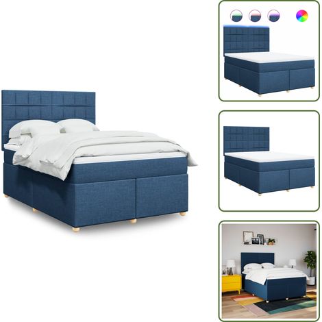 Cama ajustable - vidaXL Cama box spring con colchón tela azul 160x200 cm - Cama de muelles