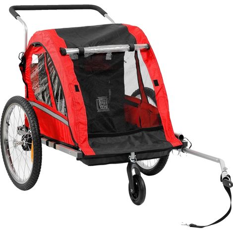 Remolque para bicicleta infantil, material transpirable, diseño plegable, rojo. (1/2)