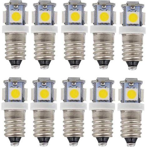 E10 AC LED Ampoules-10 pcs 6V 5 lampes LED-E10 Miniature Vis 50Lm (AC 6V)