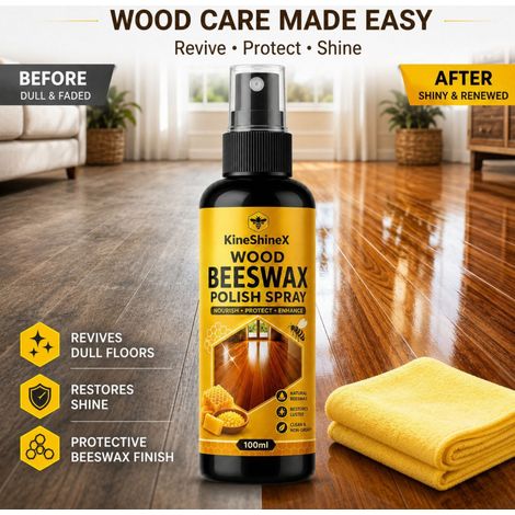 KineShineX Wood Polishing Beeswax Spray: Cleaning, Maintenance, Polishing, Brightening, and Protecting for Wooden Furniture and Floors (1/4)