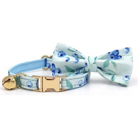 Collier chat fruit/floral S silver buckle safety buckle silent bell detachable bow tie blueberry (1/2)