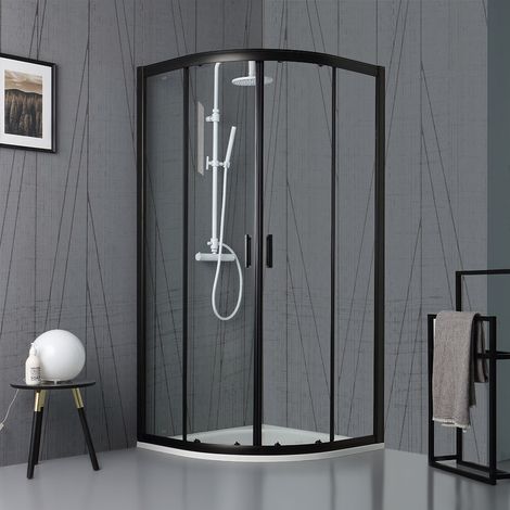 Box doccia semicircolare 90x90 cm nero opaco (1/5)