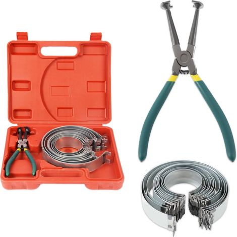 Set di compressori per fasce elastiche da 15 pezzi con pinze e 14 fasce (62-145 mm), kit di strumenti per la rimozione e la riparazione di auto e camion