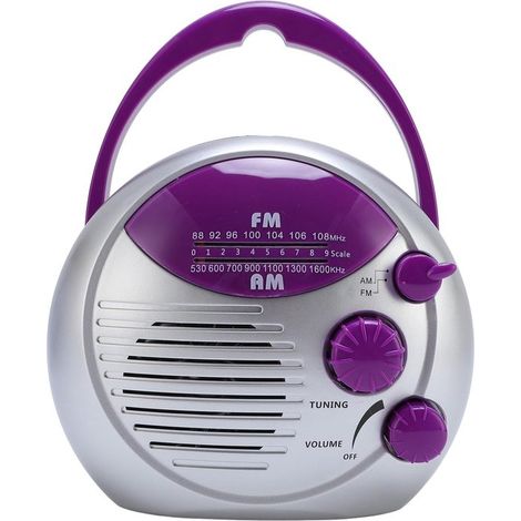 Radio da doccia impermeabile IPX4, radio AM/FM portatile con suono nitido per bagno, cucina, uso esterno, alimentata a batterie. (1/5)