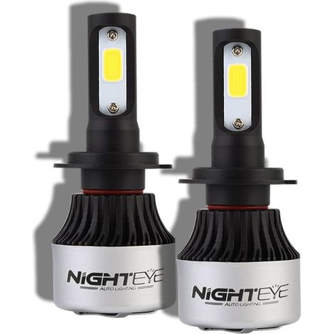 Lot de 2 ampoules LED H7 pour voiture, 72 W, 9000 lm, 6500 K, IP68, blanches, ventilation double, 360° (1/5)