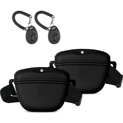 2Pcs Sac Friandise pour Chien en Silicone, Accessoires Sac D'entraînement Doggie Treat Sac Pochette, Sacs de Nourriture Portables pour Les Promenades du Chien avec Clicker et Ceinture Dressage (1/5)