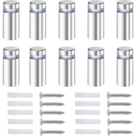 20x Vis d'écartement, verre publicité Axe entretoise Boulon Fix Verre standoff publicité, acier Inox, 12X40mm, avec accessoires de montage à vis (1/5)