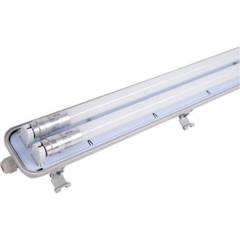 Kit de Réglette LED étanche Double IP65 + 2 Tubes T8 120cm 18W - (1/5)