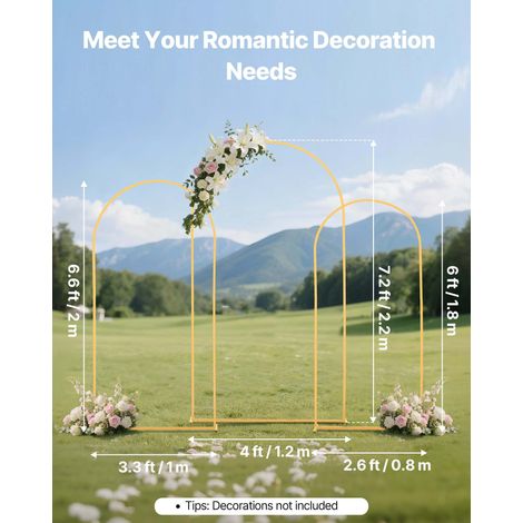 Arche de Mariage Lot de 3 Support de Fond Arche 2,2 m 2 m 1,8 m pour Décoration de Mariage, Anniversaires, Remises de Diplômes, Fêt… (1/5)