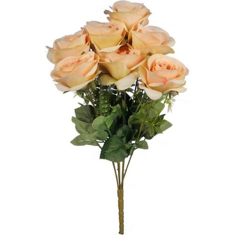 Ramo de rosas artificiales, color crema - 7 piezas, altura 45 cm