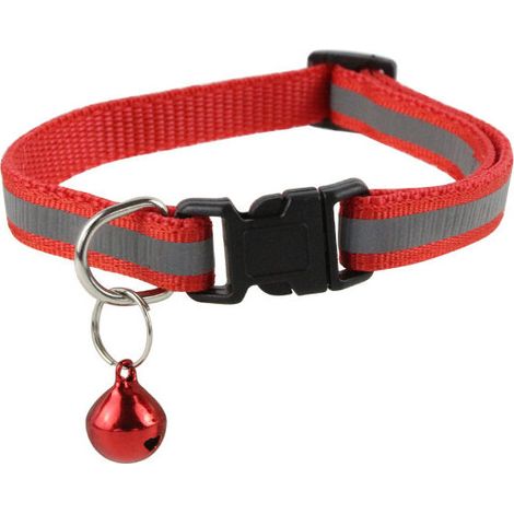 Red Adjustable Reflective Anti-Suffocation Cat Collar with Anti-lost Address Tag Pendant Bell and Safety Buckle, Cute Multi-Colored Pet Supplies