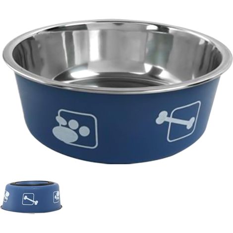 Gamelles en acier inoxydable pour chats, gamelle imprimée grande capacité pour chiens, accessoires durables pour animaux de compagnie avec base antidérapante, gamelles légères et portables pour chenil (1/5)