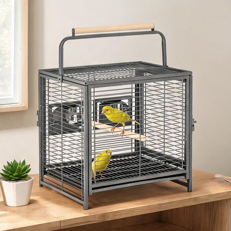 Cage pour oiseaux noir en acier 48 x 38 x 65 cm (1/5)