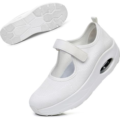 Femmes Confortable Travail Infirmière Chaussures Antidérapantes Réglable Respirant Walking Buffer Fitness Casual Nursing Orthèse Baskets Légères, Maille (1/5)