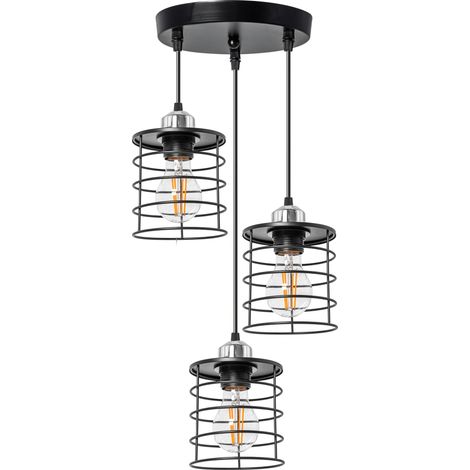 LAMPADA A SOSPENSIONE 392204 TRIPLOR METALLO NERO 3-PUNTI LUCE E27