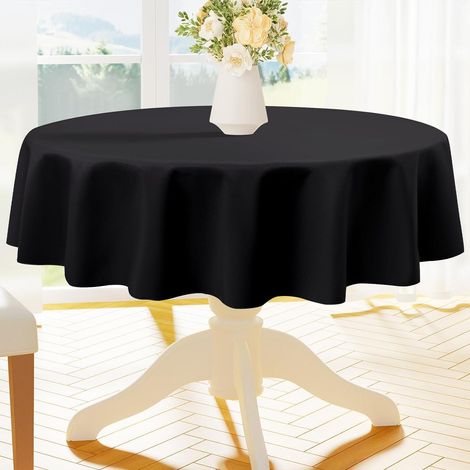 Abwaschbare Tischdecke mit Lotuseffekt, rund 140 cm, wasserabweisend, pflegeleicht, schwarz