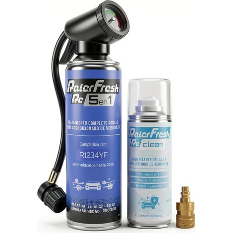 Gas Refrigerante Ralerfresh RC 5en1 500ml para sistemas con R1234YF con Manómetro y RcClean (1/5)