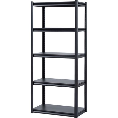 Mophorn-Lagerregale, 2000 lbs Tragkraft, 5-stufiges Garagenregal, 18" T x 32" B x 72" H, verstellbare Metallregale für die Garage, ideal für Küche, Lager, Keller, schwarz