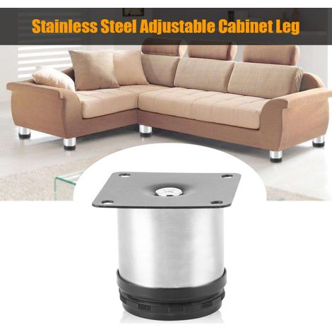 Patas redondas ajustables de acero inoxidable para muebles de cocina, mesas y estantes, 50 x 60 mm