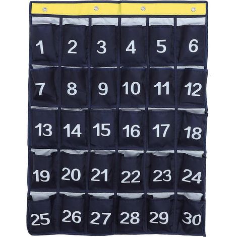 Sac de rangement mural pour téléphone portable, sac suspendu multipoches pour la salle de classe et la maison (bleu)-79X60X0.2CM-Blue (1/2)