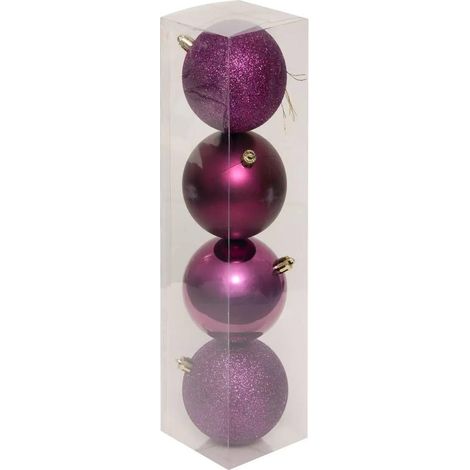 Lot de 4 Boules de Noël "Maison des Couleurs " 8cm Violet