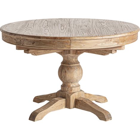 Table à manger extensible en bois d'orme - marron naturel patiné