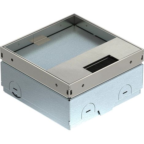 OBO Bettermann Caja de enchufe para suelo sin equipar, con salida de cepillo 140x140x75 Acero inoxidable, resistente a la corrosión A2 1.4301 brillante, posteri..., 7368357