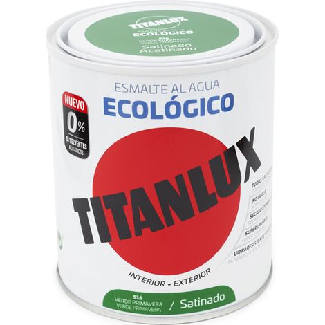 Esmalte Satinado 750 Ml Ver/Pri Al Agua Ecologico Titanlux