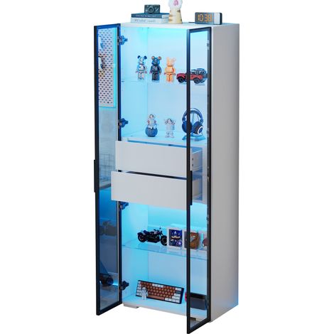 Vitrine LED 60x40x160 cm blanche (1/5)