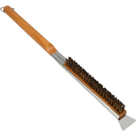 Brosse pour four à pizza, brosse de nettoyage pour pierre à pizza en fil de cuivre avec grattoir, accessoires pour four à pizza d'extérieur (1/5)