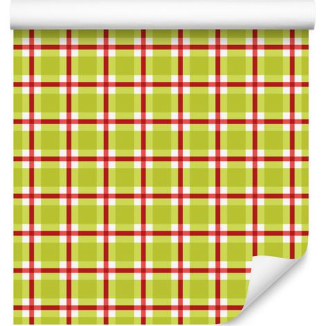 Vichy-Karo-Tapete in Gelb und Koralle für Wohn- und Schlafzimmer, 50 x 1000 cm (1/5)