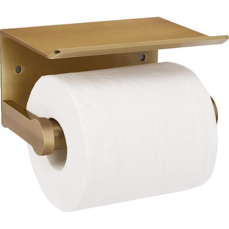 Porte-Papier hygiénique avec étagère, Support Mural pour Papier hygiénique avec étagère de Rangement, Aluminium (1/4)