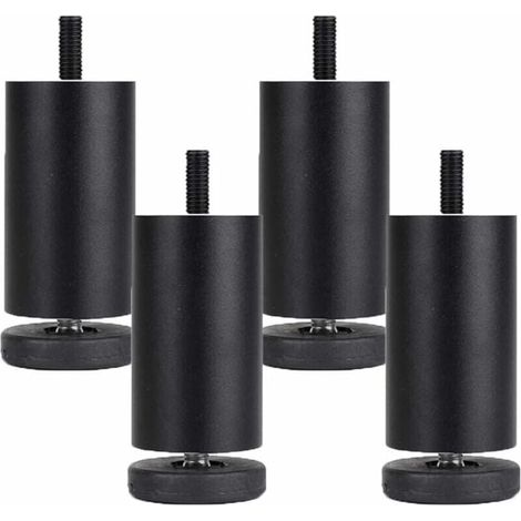 Stück verstellbare Möbelfüße, Möbelfüße aus Aluminiumlegierung, runde Metallmöbelfüße für Tische, Sofas und Betten, Schwarz (10 cm)