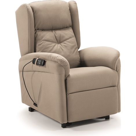 Fauteuil relax électrique releveur en tissu waterproof couleur Beige - Longueur 73 x Profondeur 90 x Hauteur 110 cm (1/4)