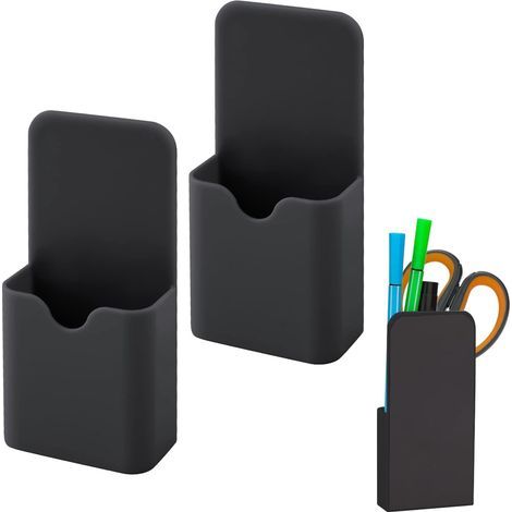 Porte-marqueurs magnétiques, taille S - Pot à crayons magnétique, organiseur de stylos, fournitures de bureau pour la maison, le réfrigérateur, le tableau blanc, le casier (noir) (1/3)
