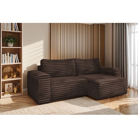 L-förmiges Bohoo-Ecksofa mit Schlaffunktion stoff Velo Braun Rechts (1/5)
