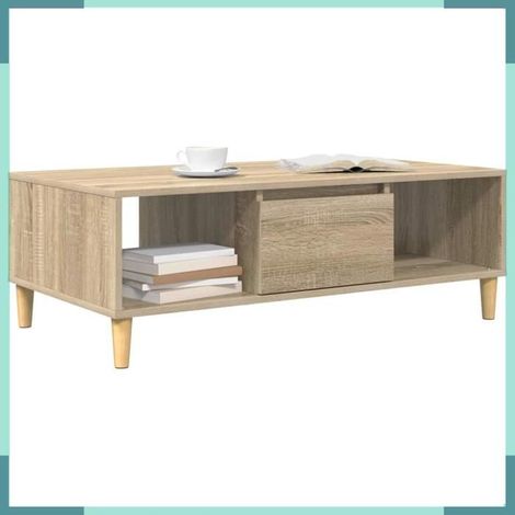 Table basse - 876191 - Chêne Sonoma - 102 x 55 x 35 cm - 2 étagères (1/5)
