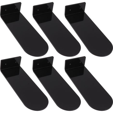 Lot de 6 étagères flottantes à chaussures, 20 cm de longueur, en acrylique noir, pour collection de chaussures. (1/5)