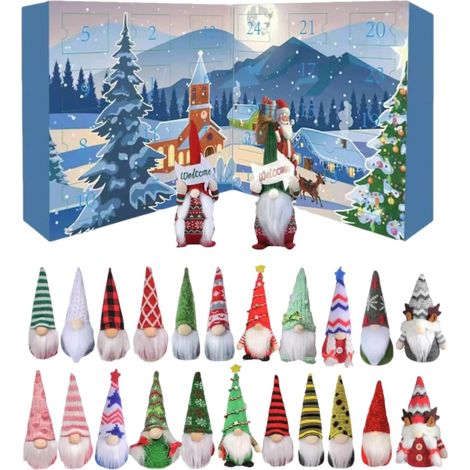 Calendrier de l'Avent Compte à Rebours pour Noël - Calendrier De L Avent 24 Jours Avec Figurines De Gnomes,Décoration Festive Maison Pour Toute La (1/5)
