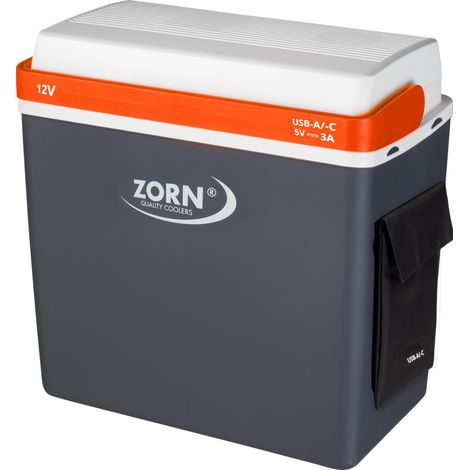 Zorn Kühlbox elektrisch ZA24 12V & USB Anschluss grau/weiß/orange 21,9 L Kühlbox