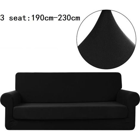 Housse de canapé - ENSEMBLE CANAPES - 3 places - Polyester - Noir - Design contemporain (1/4)