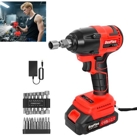Llave de tubo inalámbrica 21V, par 320Nm, 2830 rpm, función adelante/reversa, LED integrado
