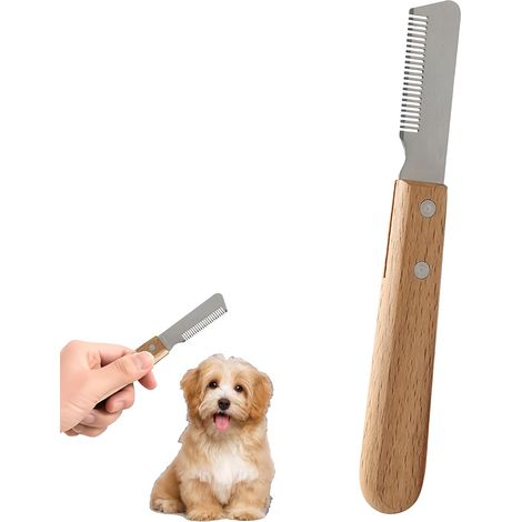 Couteau d’Épilation pour Chien à Poil Dur, Peigne de Trimming Main Droite avec Manche en Bois Ergonomique et Lame en Acier Inoxydable, pour Teckel à Poil Dur, Terrier et Races à Sous-Poil Dense (1/3)