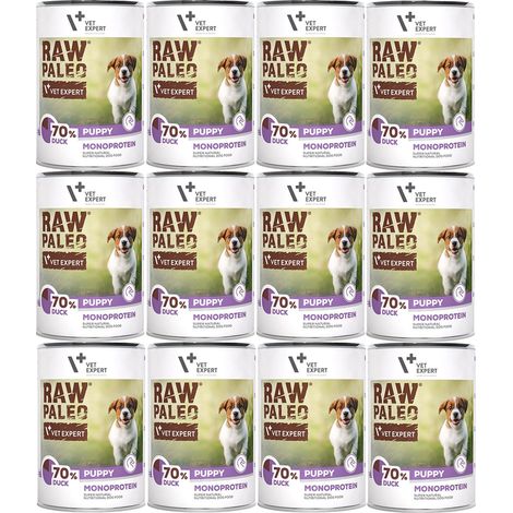 VetExpert Rohfutter Paleo Ente Welpendose 12x400g