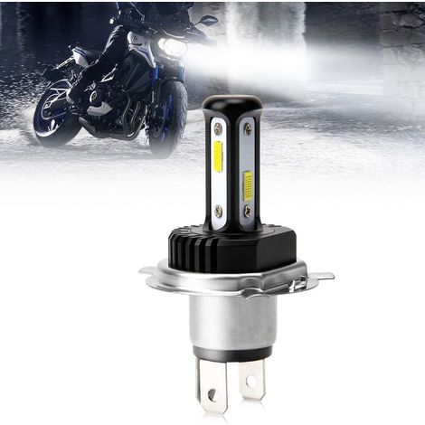 H4 LED Motorcycle Headlight Bulb, 3 Sides 360-degree Full Light H4 LED Bulb, 5000LM 35W 6000K Extremely Bright White, All-in-one Plug and Play H4 LED Motorcycle Conversion Kit (1 PCS)