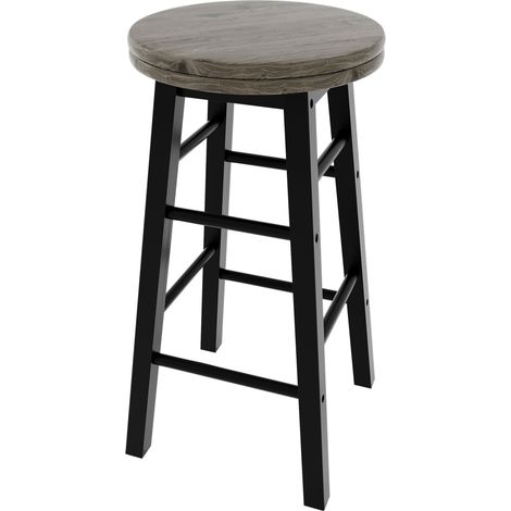 Wooden Revolving Bar Stool Solid Pine Kitchen Dining Room Seat, Black