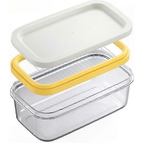Boîte de rangement en plastique avec couvercle et coupe-tranche pour beurre ou fromage, boîte de conservation adaptée au réfrigérateur. (1/5)