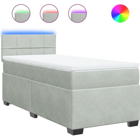 Maison Exclusive - Cama box spring con colchón terciopelo gris cl (1/5)