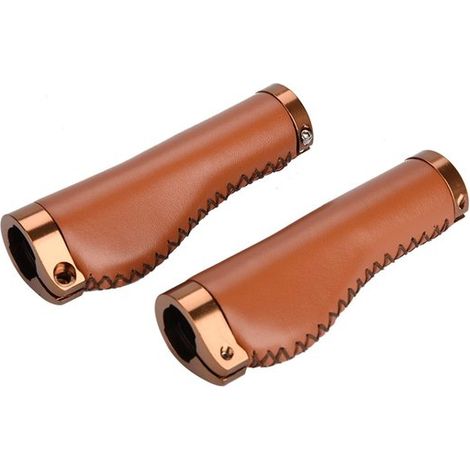 Manopole in pelle per bicicletta - 1 paio per manubrio - Pelle PU - Tappo terminale retrò - Tappo per maniglia per accessori per bicicletta - Impugnatura comoda - Accessori per biciclette retrò (1/5)