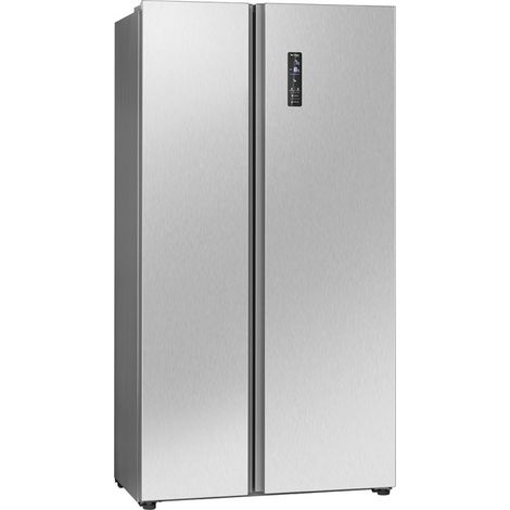 Réfrigérateur américain 442L – Congélateur 151L – Système MultiAirflow – Total no frost – Écran LED tactile – SBS7344INOX – Bomann (1/5)